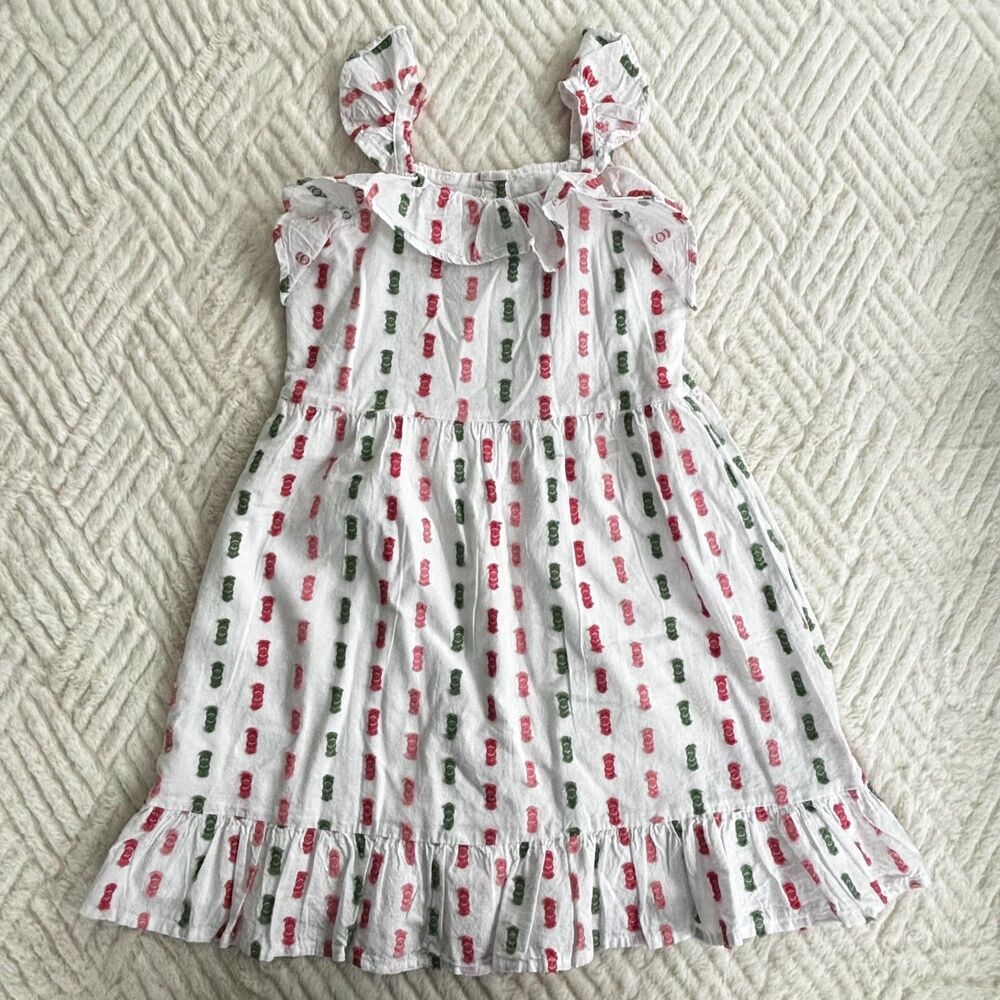Janie and Jack Girls Size 6 White Textured Clip Dot Ruffle Dress